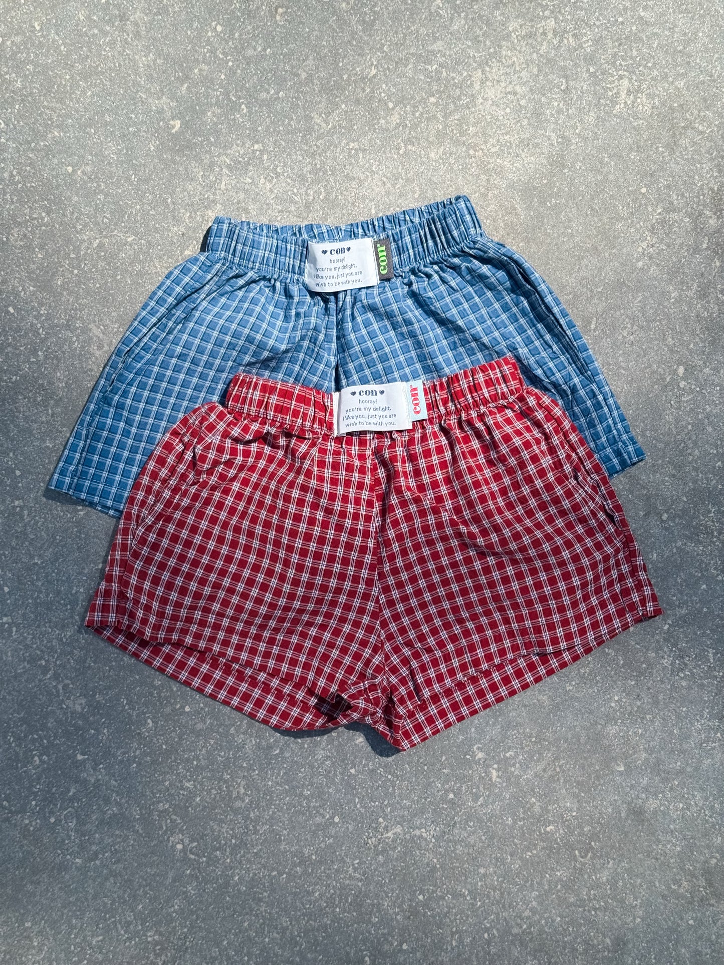 Con Red Check Shorts