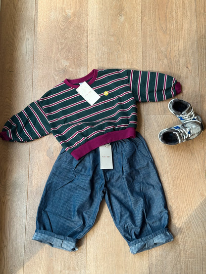 Pleated Denim Pants