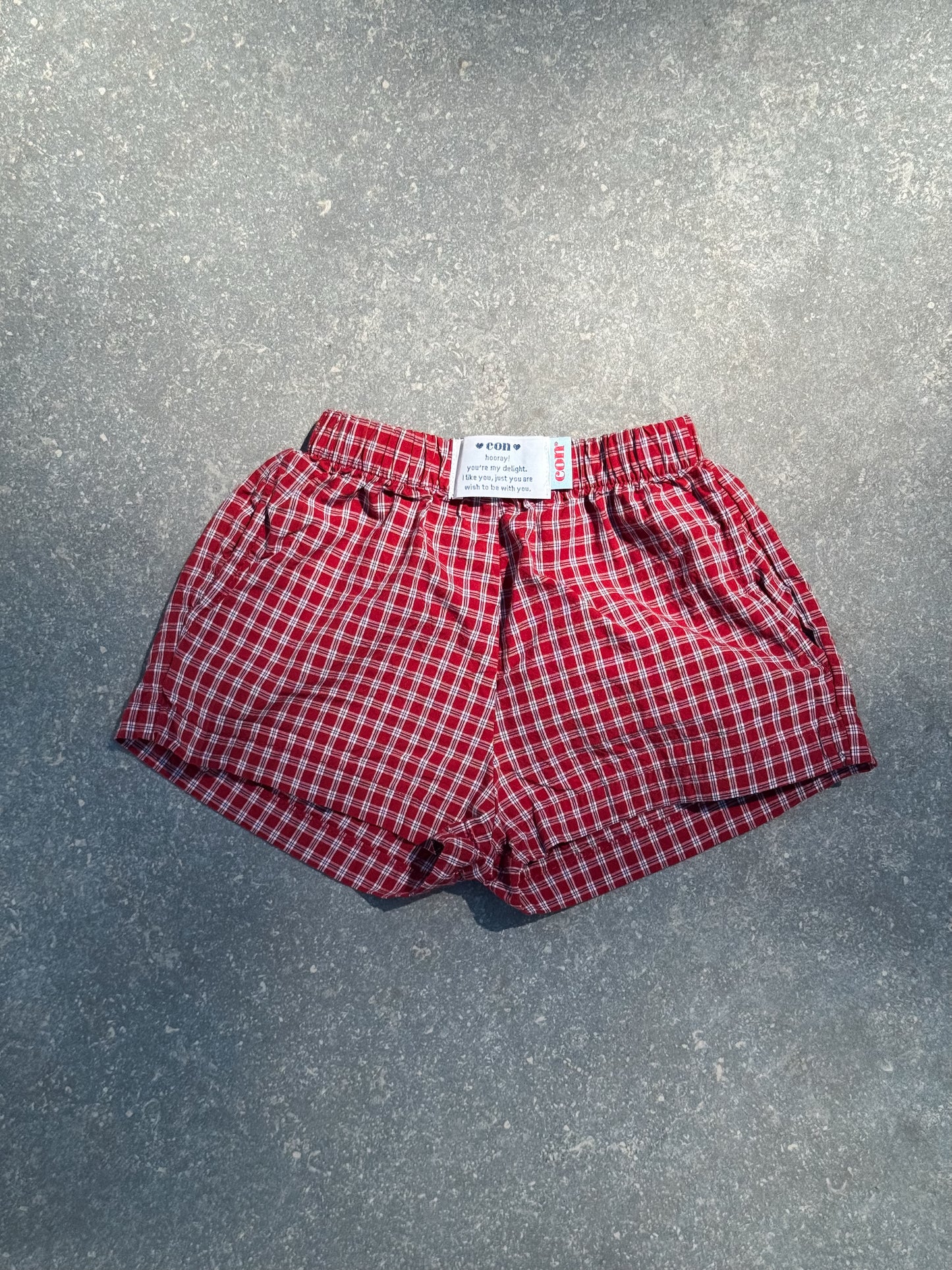 Con Red Check Shorts