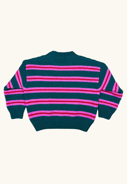 Club Tresor - Knit Heritage Sweater - Green/Pink