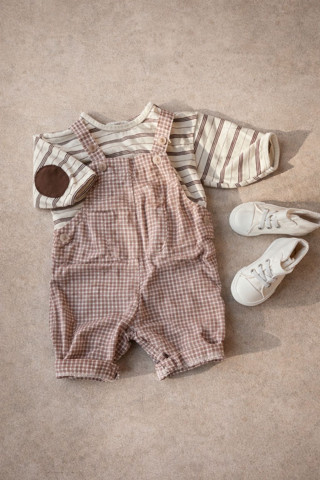 Check Burgundy Overalls